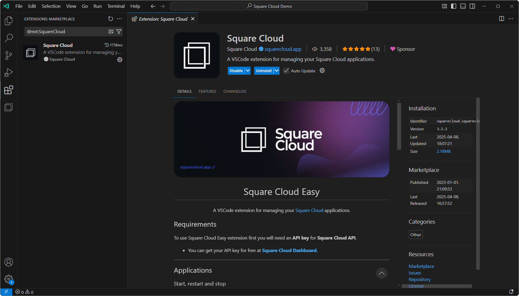 Extensão do VSCode na Loja de Extensões