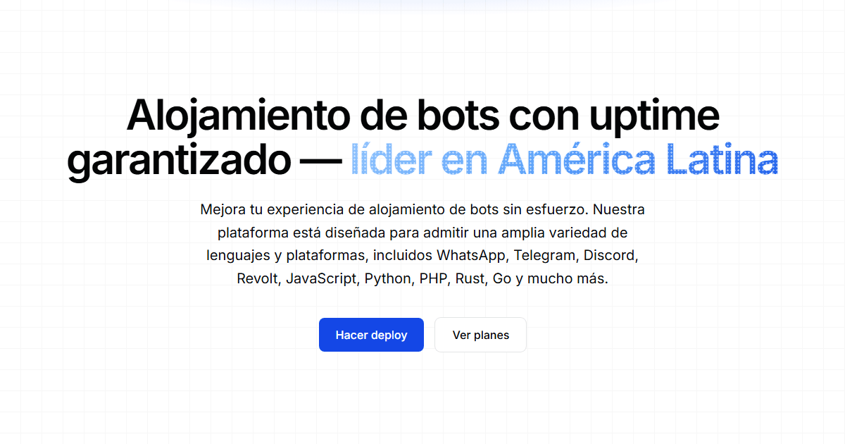 Vista general del servicio Square Cloud Bots