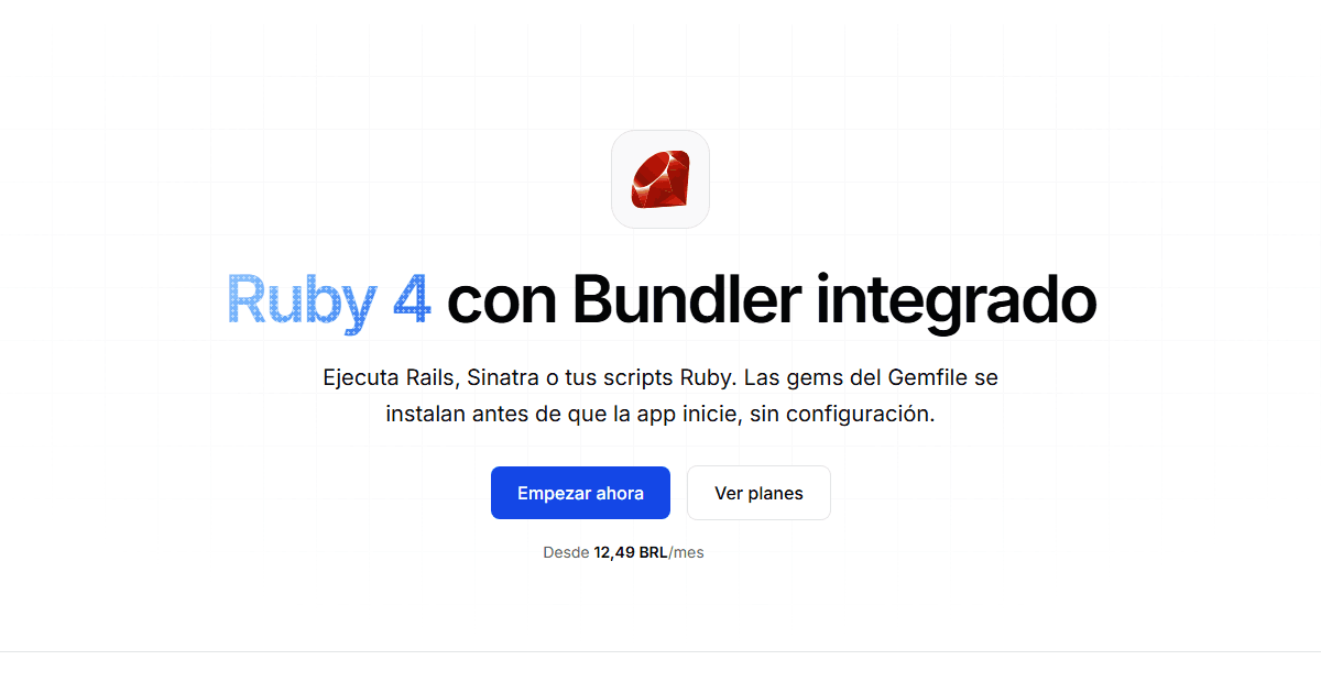 Hospedaje Ruby — Rails, Sinatra y Sidekiq | Square Cloud
