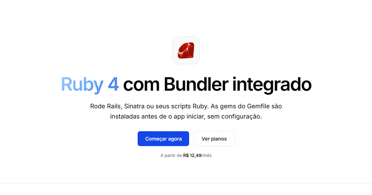 Hospedagem Ruby — Rails, Sinatra e Sidekiq | Square Cloud